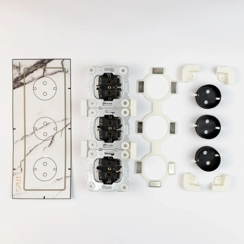 GNIAZDKO EDPLIT POTRÓJNE CZARNE LICOWANE Z PŁYTKĄ - obrazek 6