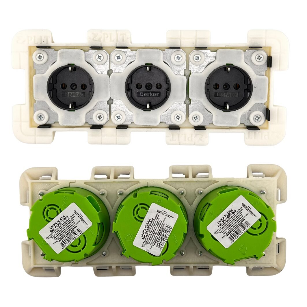 GNIAZDKO EDPLIT POTRÓJNE CZARNE LICOWANE Z PŁYTKĄ