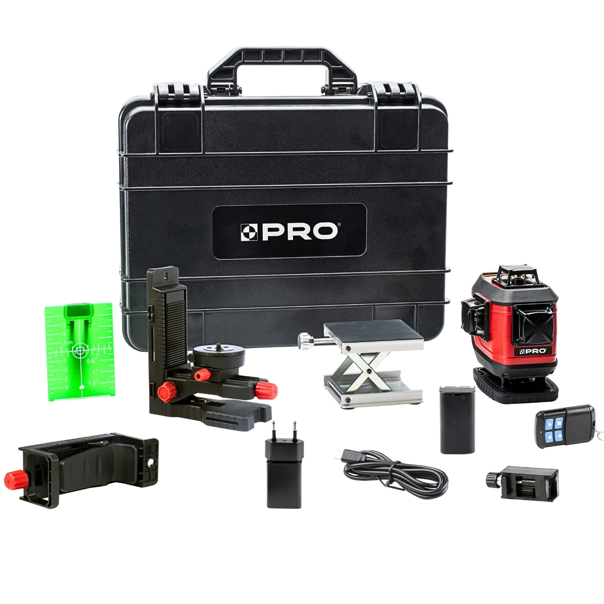 LASER PRO LK-4DB NIEBIESKA WIĄZKA 3x360, zawartość zestawu