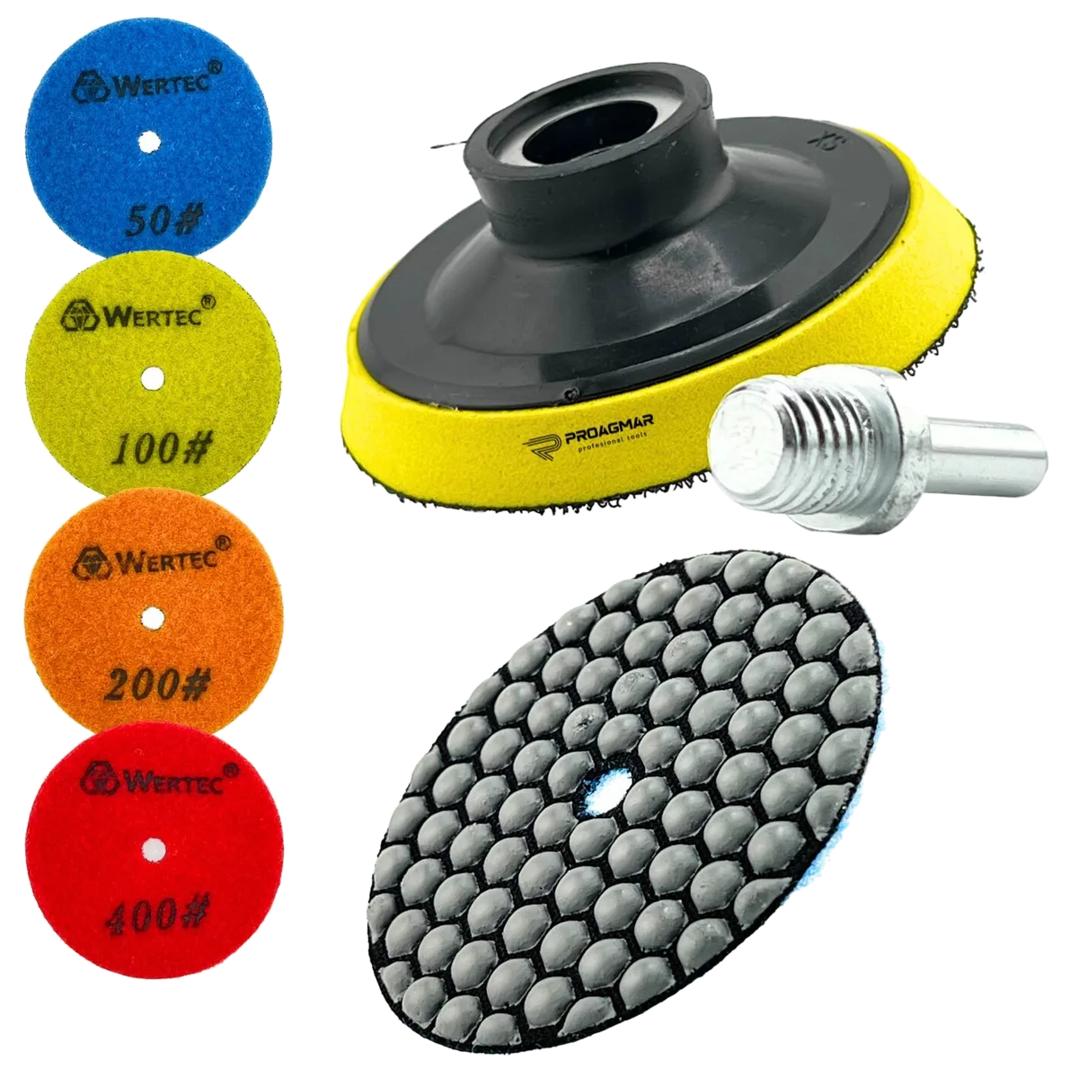 PAD DYSK POLERSKI WERTEC 80mm ZESTAW 4 PADY + ADAPTER