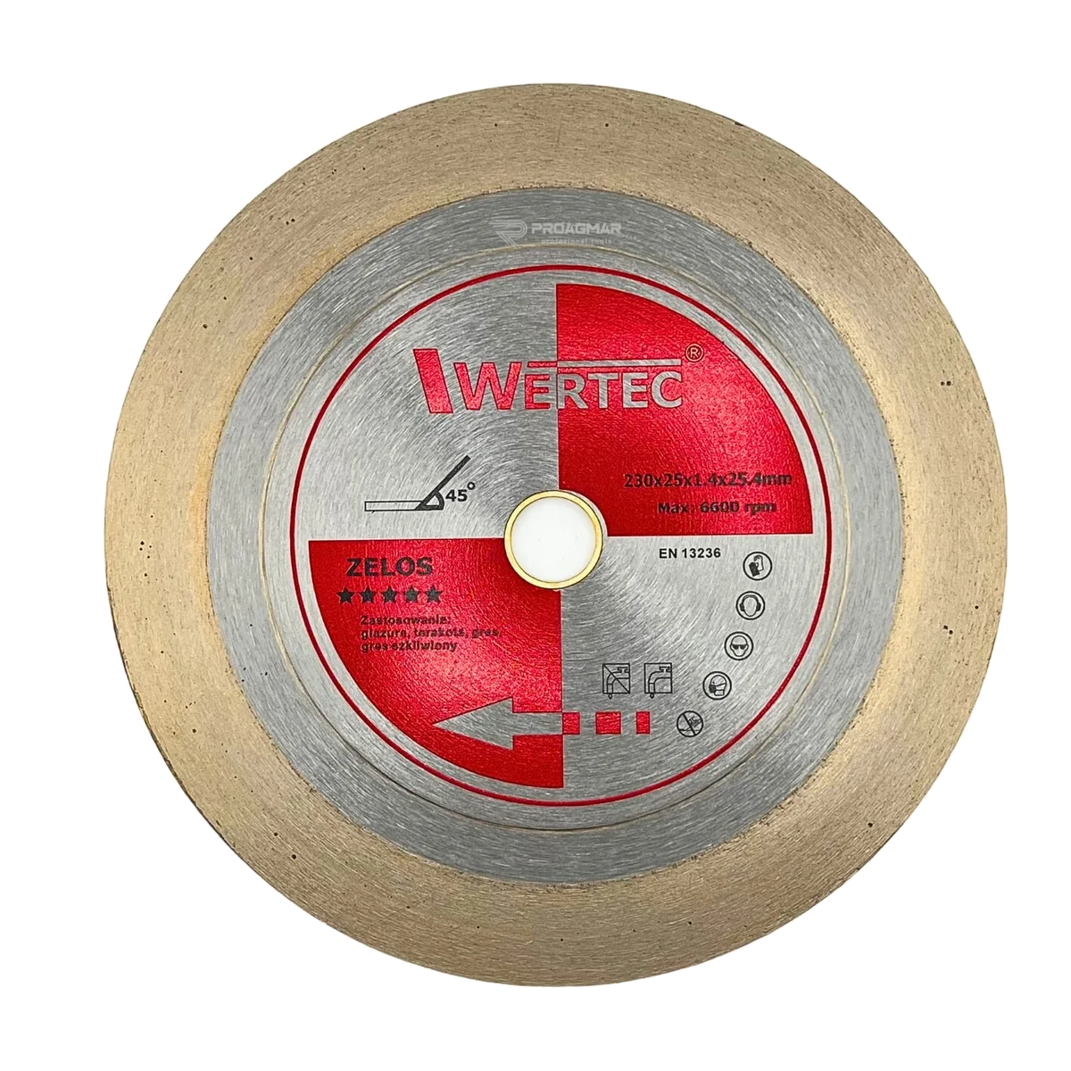 Tarcza ZELOS 230 25.4 WERTEC do cięcia na 45 stopni