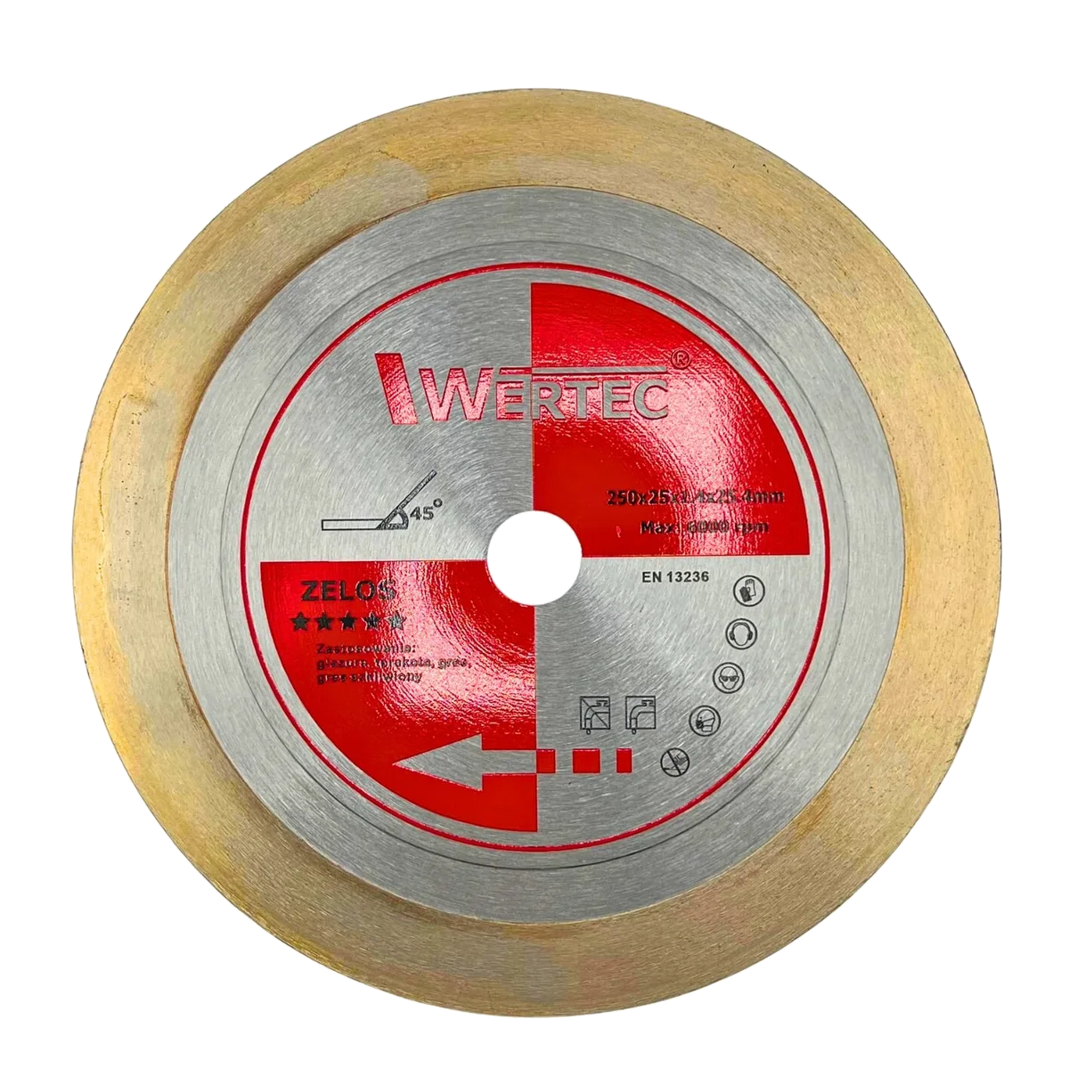 Tarcza ZELOS 250 25.4 WERTEC do cięcia na 45 stopni
