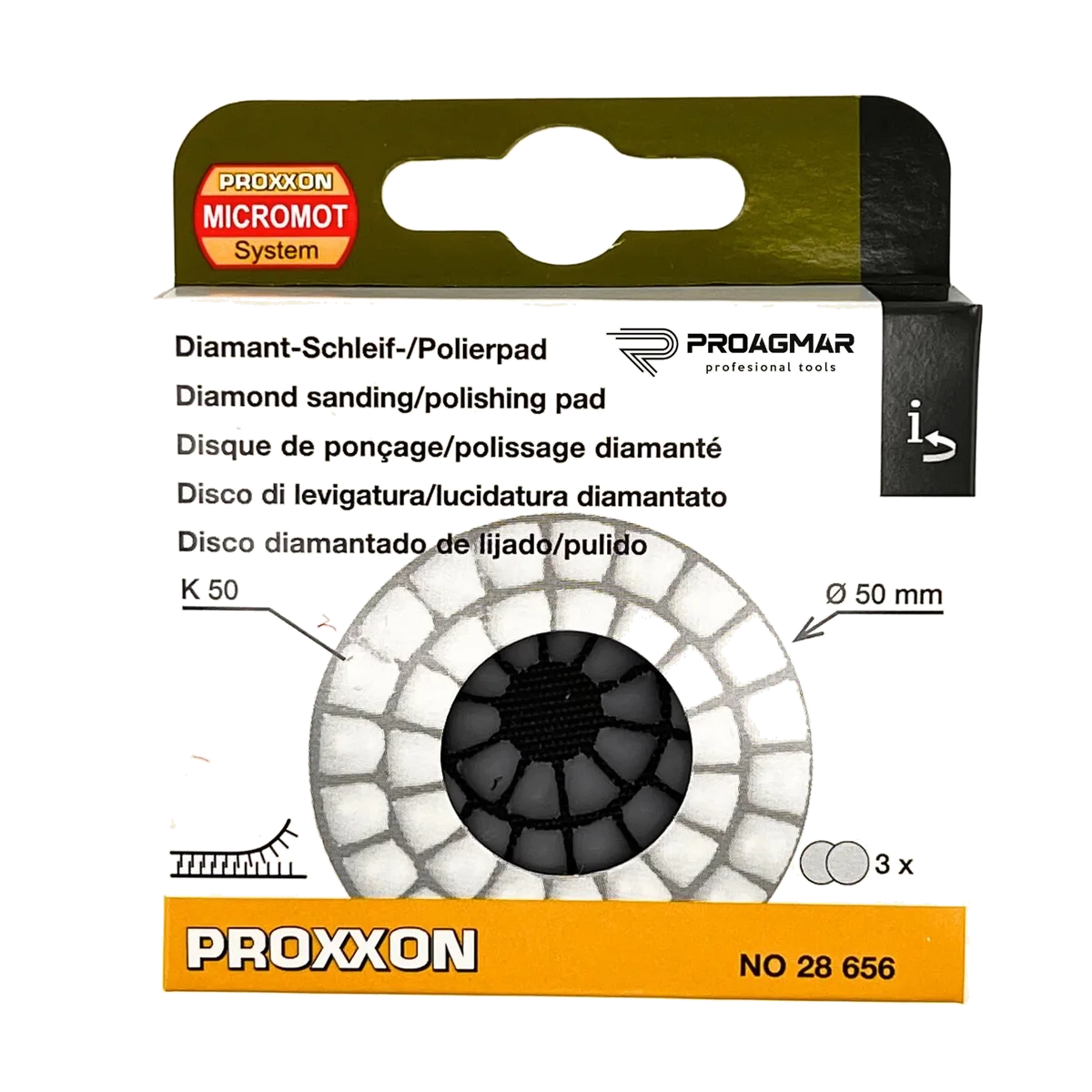 Pad polerski 3szt 50mm gradacja 50 PROXXON 28656, zdjęcie 3