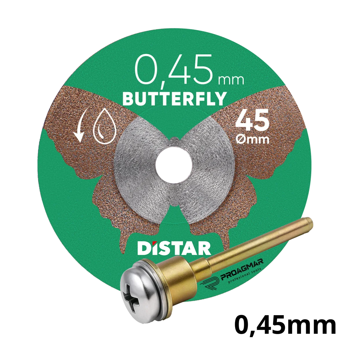 TARCZA DISTAR BUTTERFLY 0,45mm ø45mm Z TRZPIENIEM DO WIERTARKI PROXXON