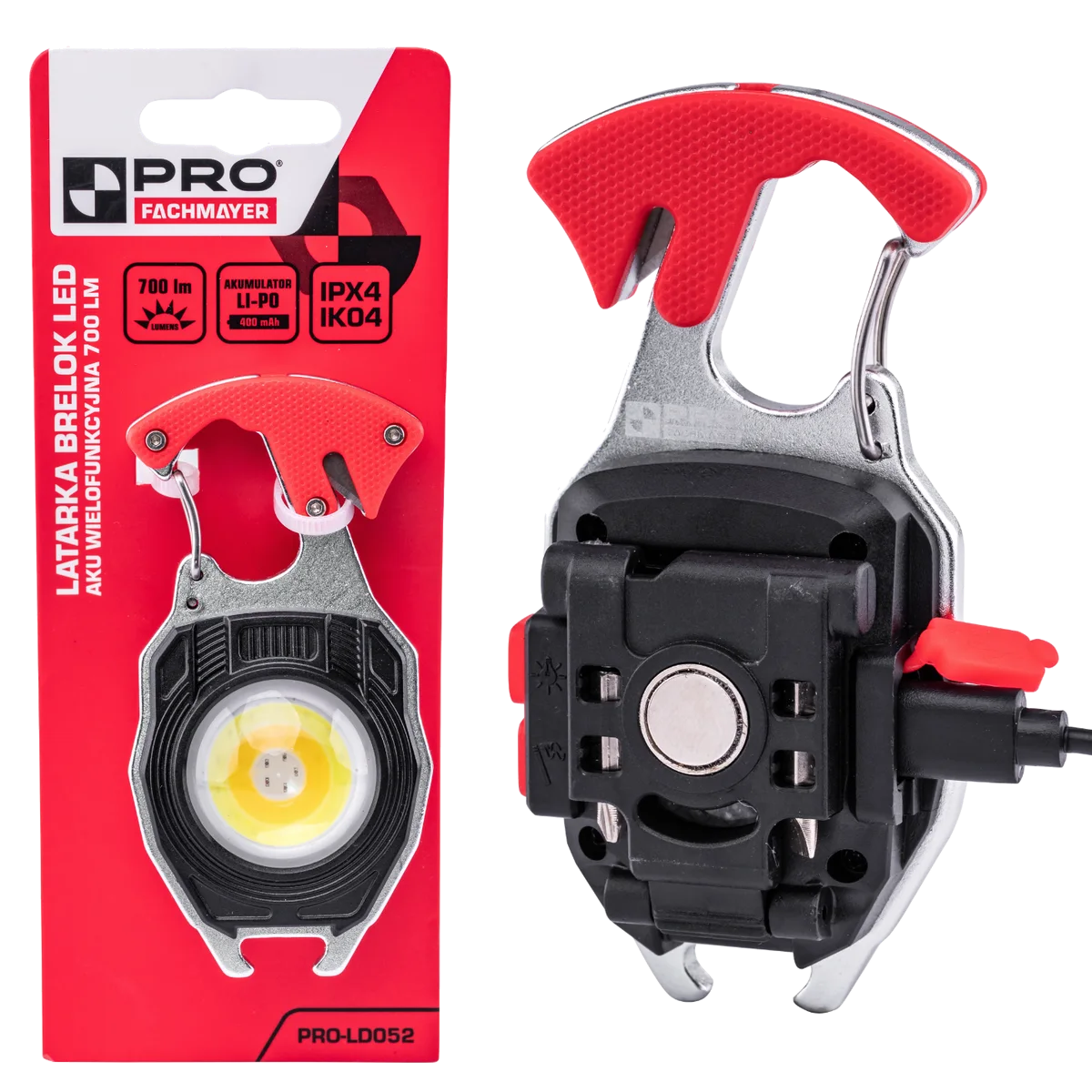 Latarka LED BRELOK AKU wielofunkcyjna 700 lm PRO-LD052 - obrazek 3