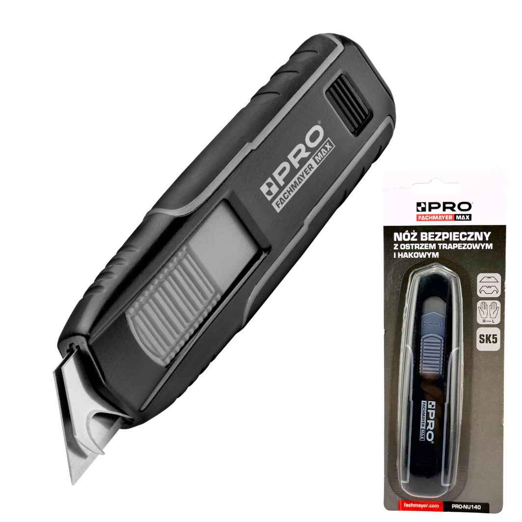 NÓŻ BEZPIECZNY Z OSTRZEM TRAPEZOWYM I HAKOWYM SK5