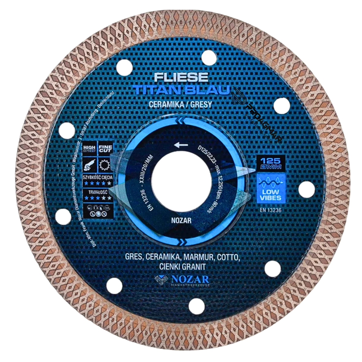 TARCZA DO GRESU I CERAMIKI NOZAR Titan Blau Fliese 125 mm