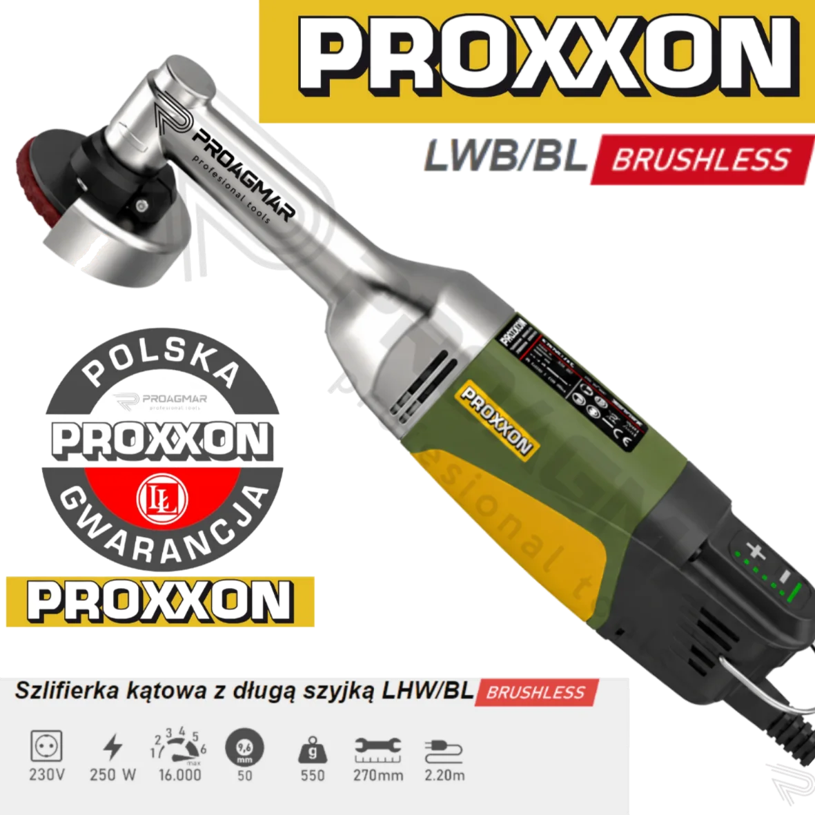 PROXXON 250W Szlifierka LHW/BL 29202 Wiertarka LWB/BL 29207 L-BOXX ZESTAW 29290 - obrazek 3