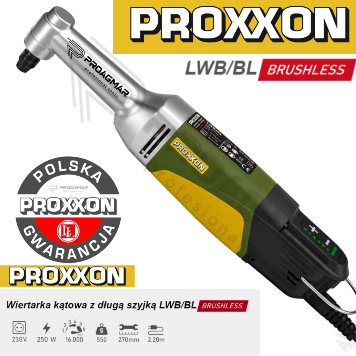 PROXXON 250W Szlifierka LHW/BL 29202 Wiertarka LWB/BL 29207 L-BOXX ZESTAW 29290 - obrazek 4
