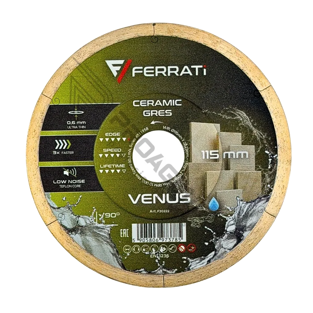 FERRATI VENUS TARCZA 0,6mm 115mm PRECYZYJNE CIĘCIE na mokro
