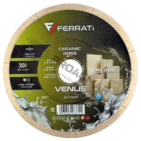 FERRATI VENUS TARCZA 0,6mm 125mm PRECYZYJNE CIĘCIE na mokro