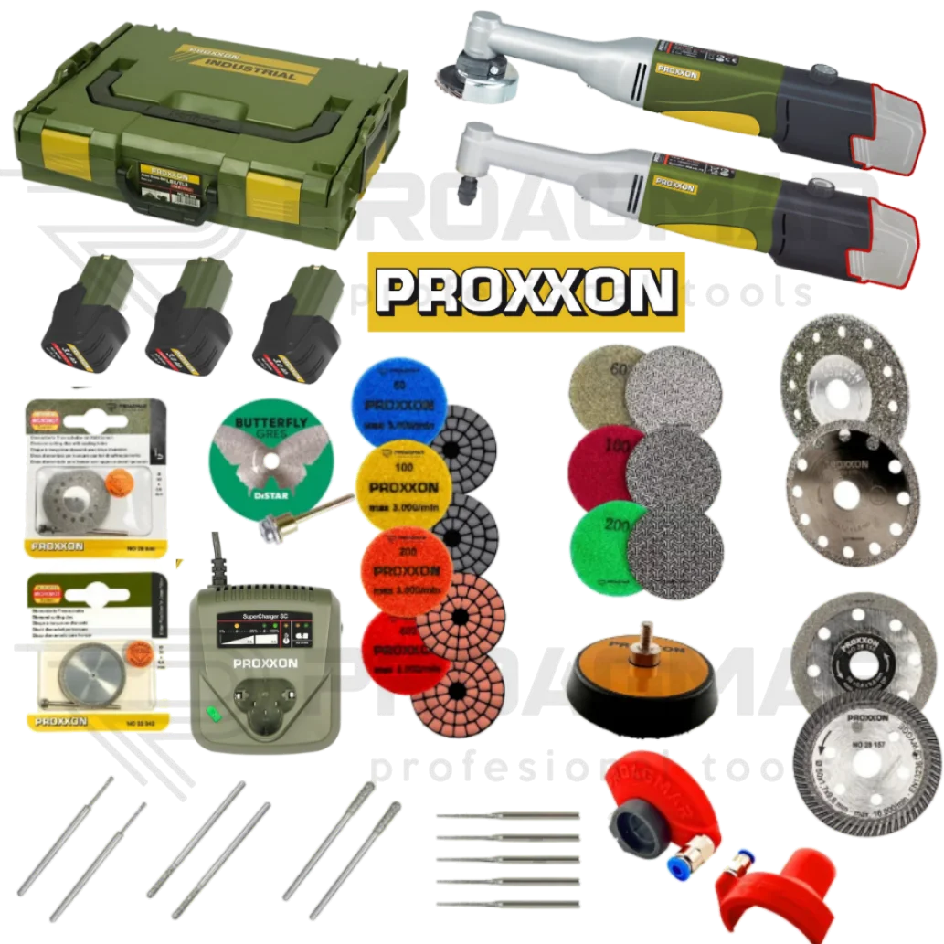 SZLIFIERKA + WIERTARKA AKUMULATOROWA PROXXON ZESTAW FULL MAX NEW 3 x akumulator 3Ah