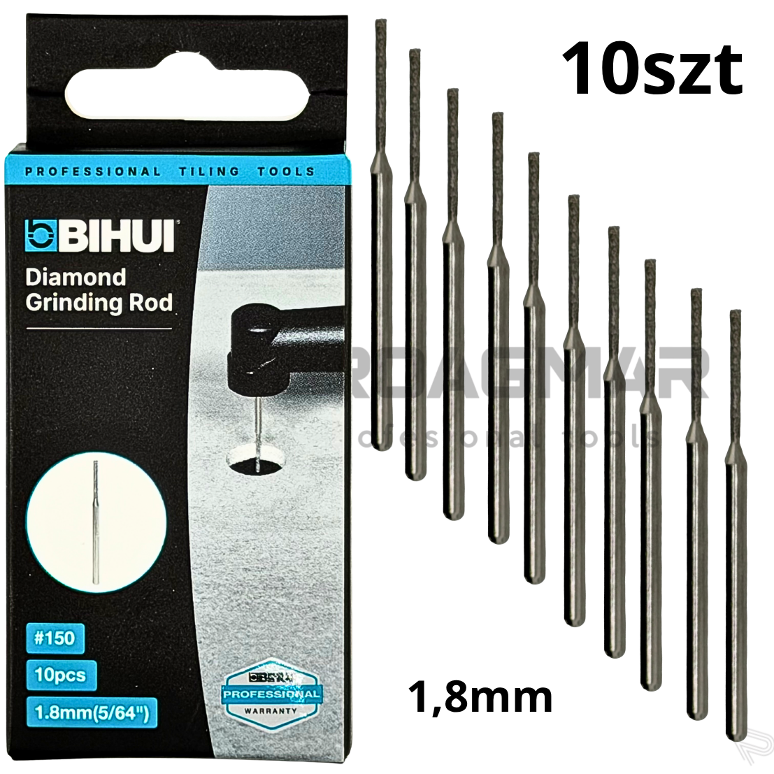 FREZ DIAMENTOWY 1,8mm 10szt do PROXXON WIERTARKA BIHUI CORNER AGMGS18