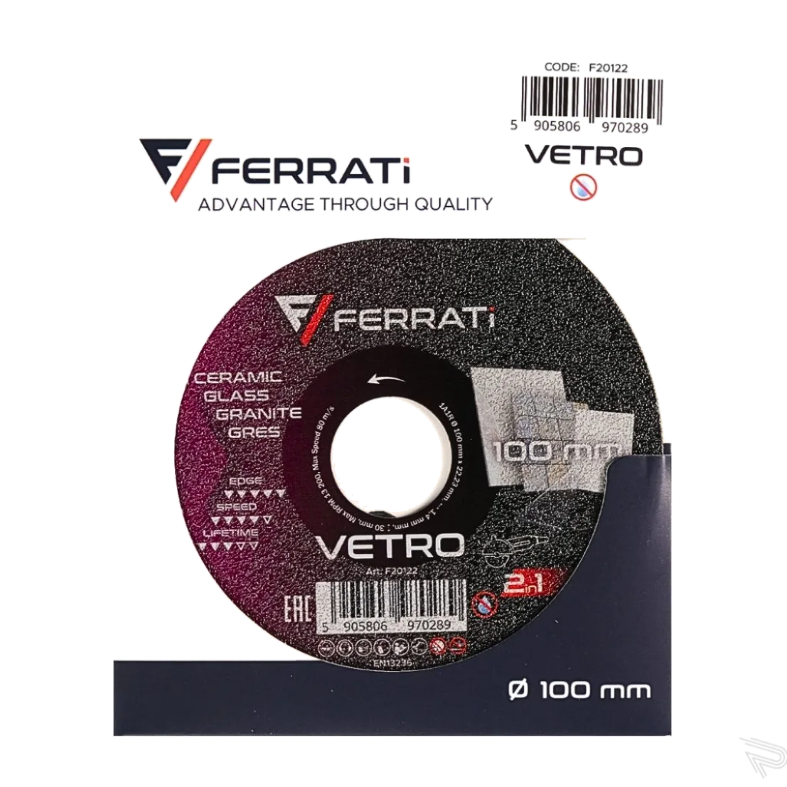 TARCZA FERRATI VETRO TNĄCA I SZLIFUJĄCA100mm - obrazek 2