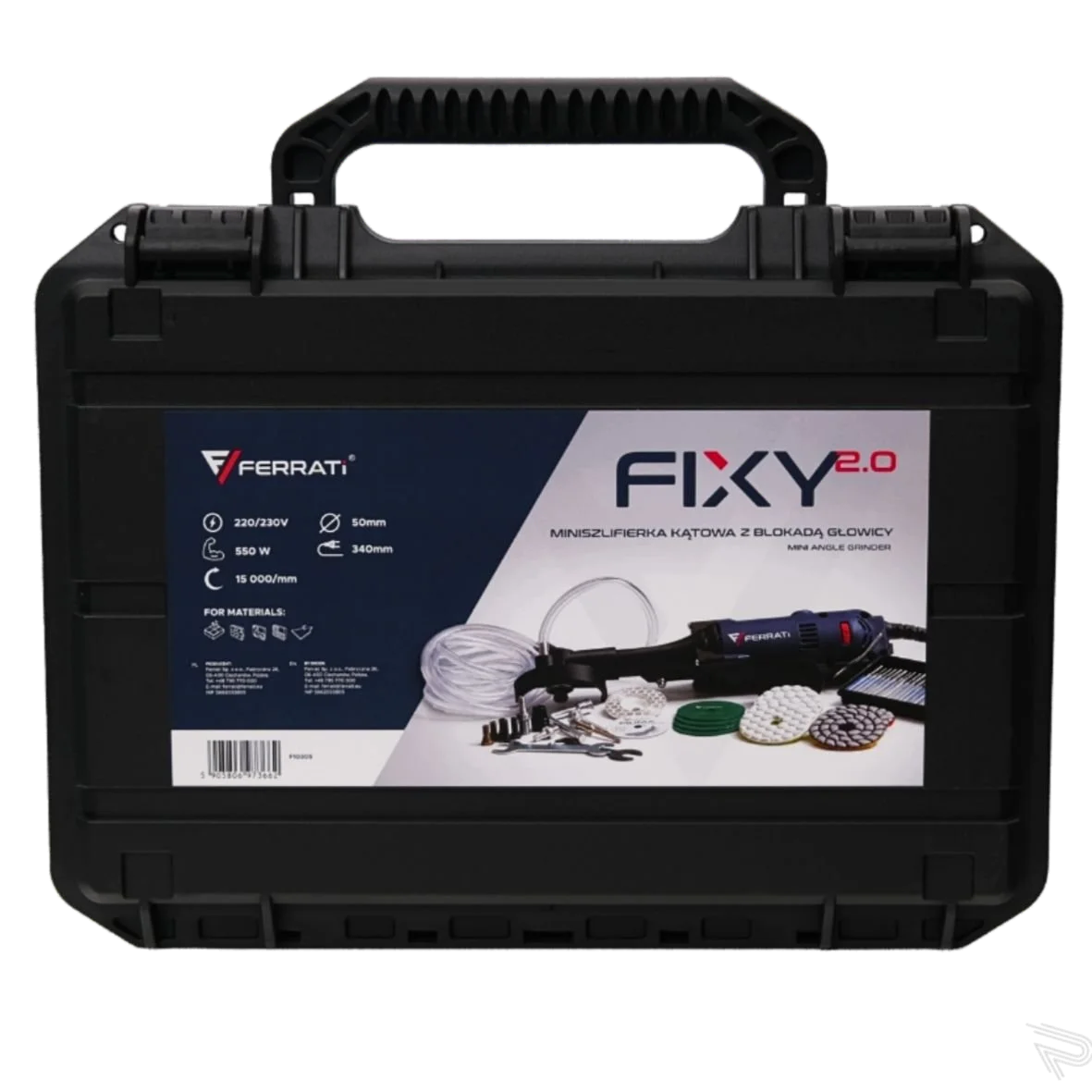 FERRATI FIXY 2.0 2026 MINI SZLIFIERKA WIERTARKA 550W ZESTAW WALIZKA OSPRZĘT - obrazek 4