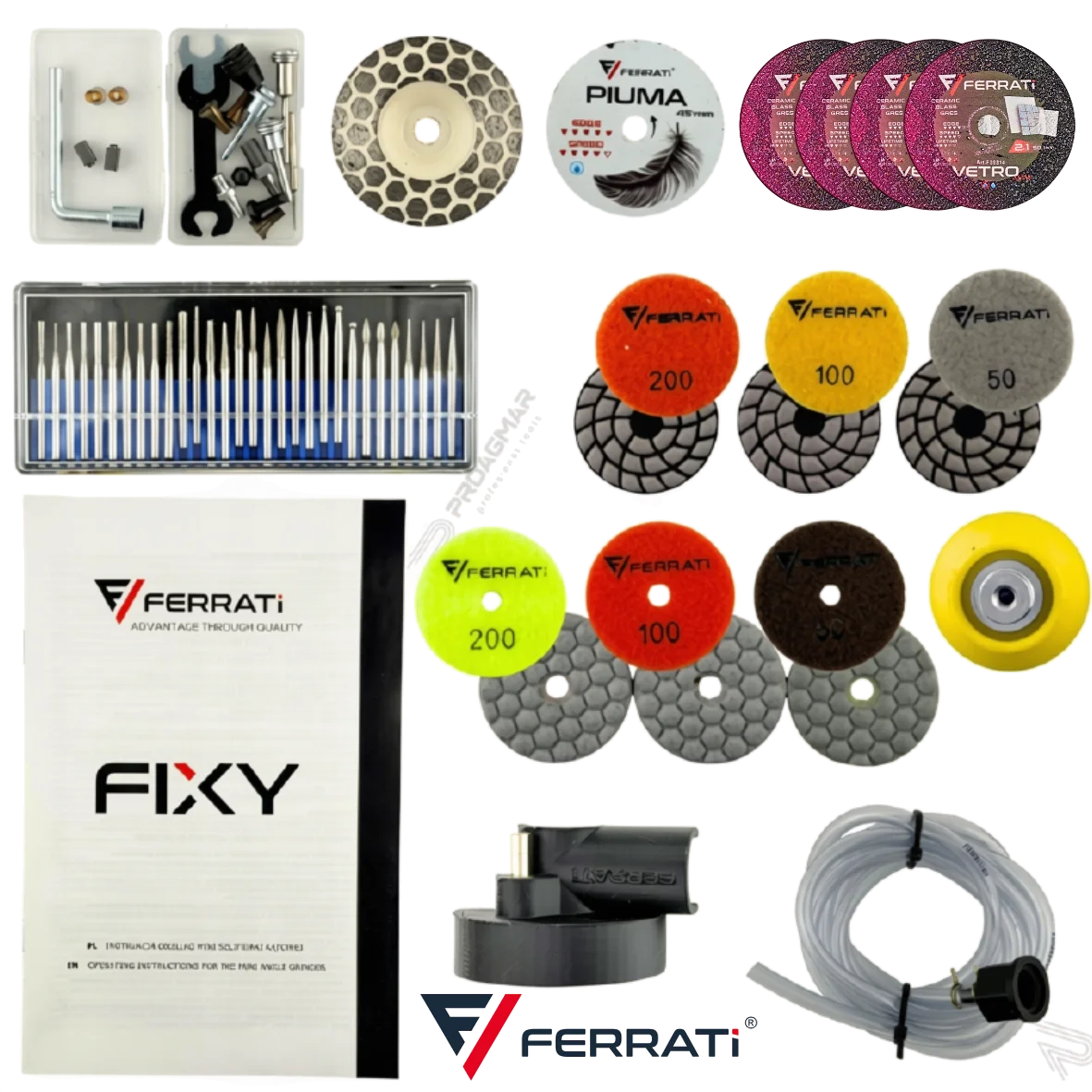 FERRATI FIXY AQUA SERIA 3 2026 MINI SZLIFIERKA / WIERTARKA 550W ZESTAW WALIZKA OSPRZĘT - obrazek 5