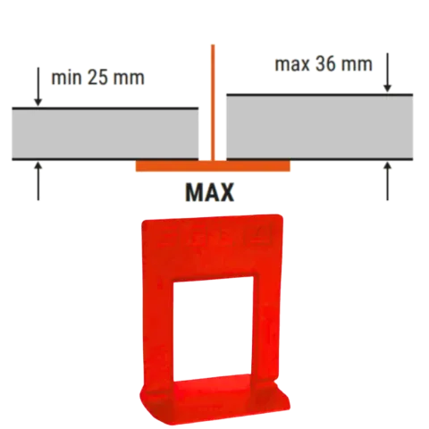 System poziomowania płytek Klipsy 3mm 25mm - 36mm100szt SOLID 6497