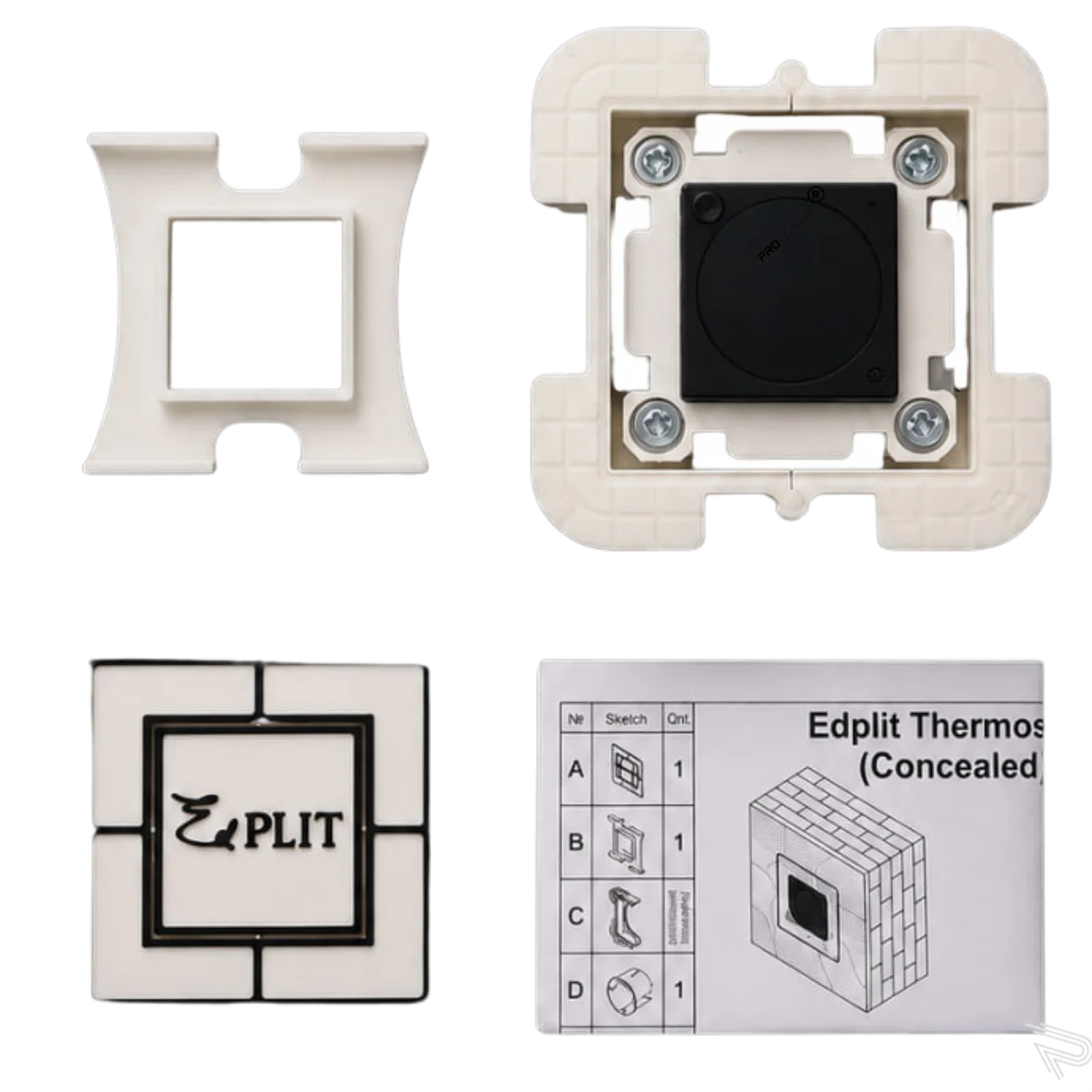 TERMOSTAT EDPLIT BEZ RAMKI LICOWANY Z PŁYTKĄ E40032