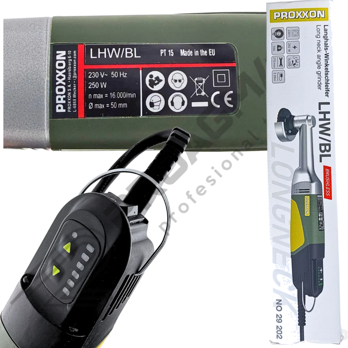 SZLIFIERKA SIECIOWA 250W Z REGULACJĄ OBROTÓW PROXXON ZESTAW LHW/BL 29202 - obrazek 19