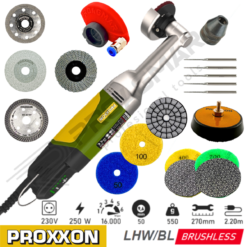 SZLIFIERKA SIECIOWA 250W Z REGULACJĄ OBROTÓW PROXXON ZESTAW LHW/BL 29202